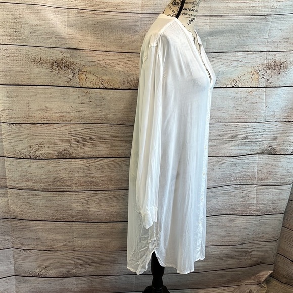 James Perse Tunic Top Coverup White Button Down Viscose Long Sleeves Medium - Picture 4 of 11